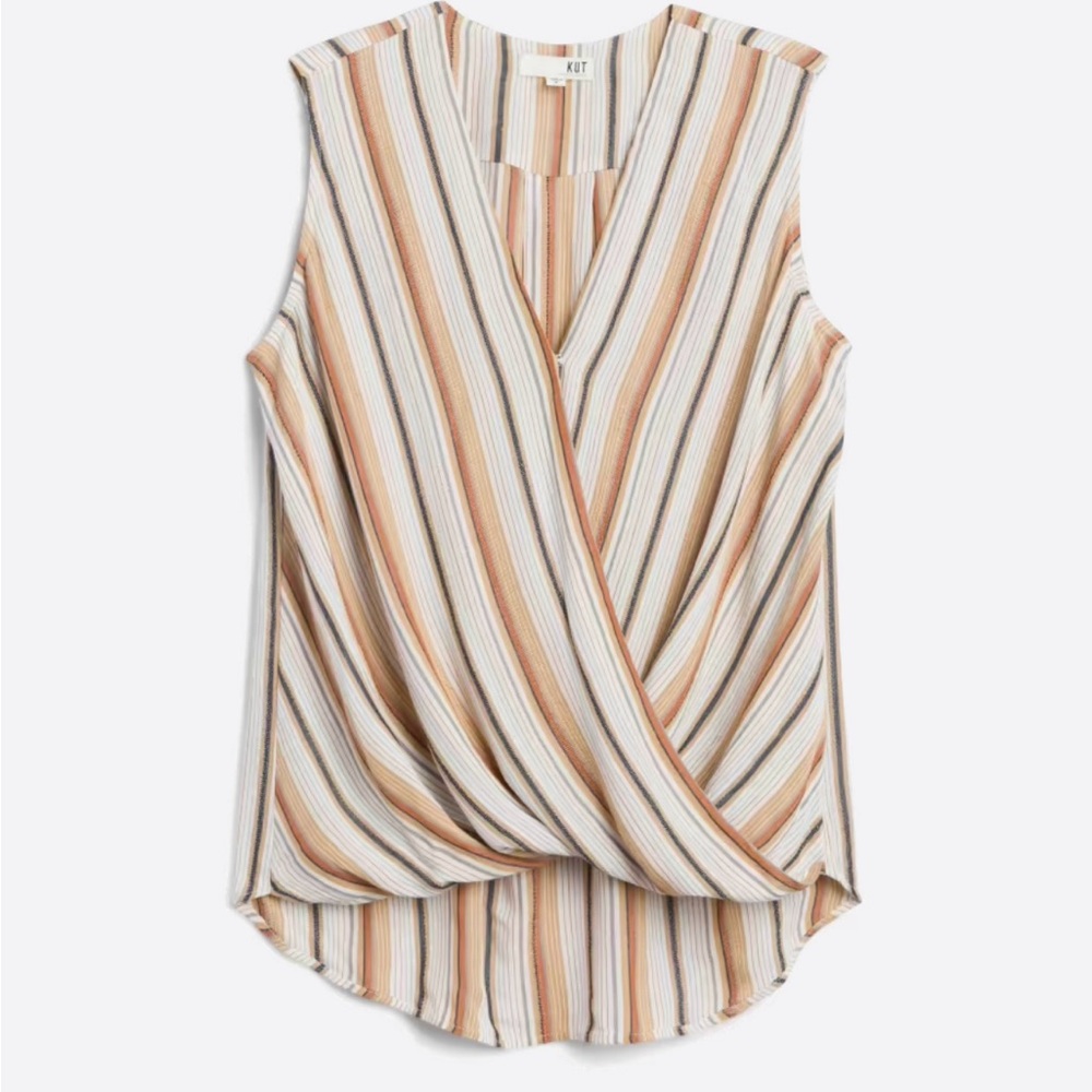Kut from the Kloth, XXL Tan, Becky Surplice Woven Top